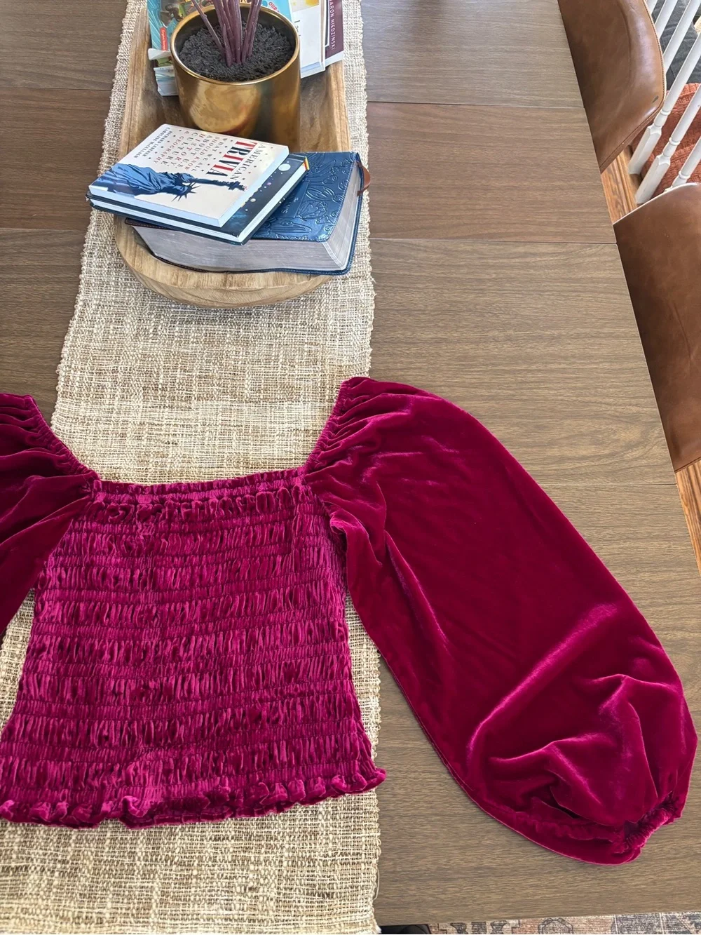 Anthropologie smocked puff sleeve blouse